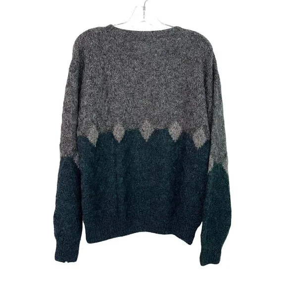 Valentino Uomo Mens Sweater Green Gray Size Medium Vintage Wool Mohair Nylon